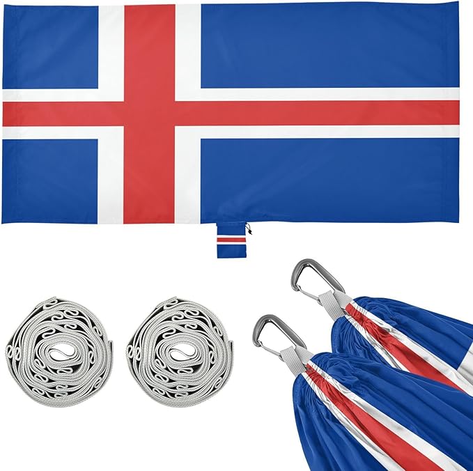 National Flag of Iceland Hammocks with Portabl Carry Bag Backyard Hammock for Indoor Outdoor Patio
