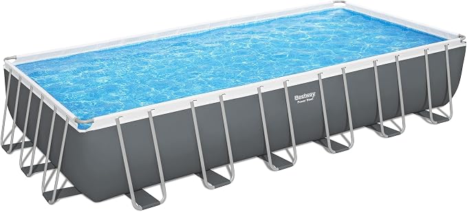 Bestway: Power Steel - Rectangular Swimming Pool Set - 24' x 12' x 52", Above Ground, Tritech Construction, Filter Pump, Ladder & Cover, 7937 Gal.
