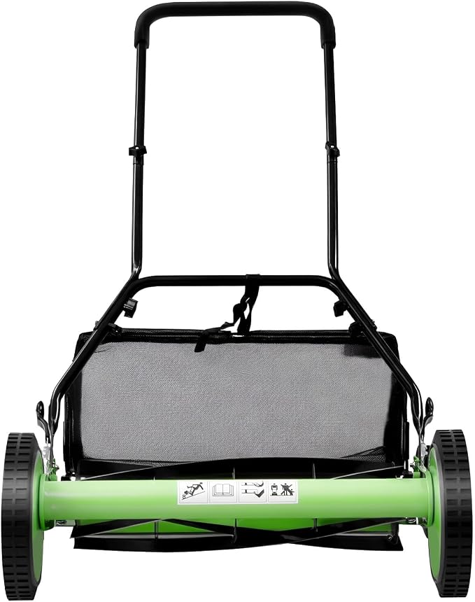 Reel Mower, 20" Push Reel Lawn Mower with 5-Blade Cylinder & Grass Catcher, 65 Manganese Steel Blades, 9-Position Height Adjustment, 9.84" Anti-Skid Wheels for Villa, Park & Garden Lawn