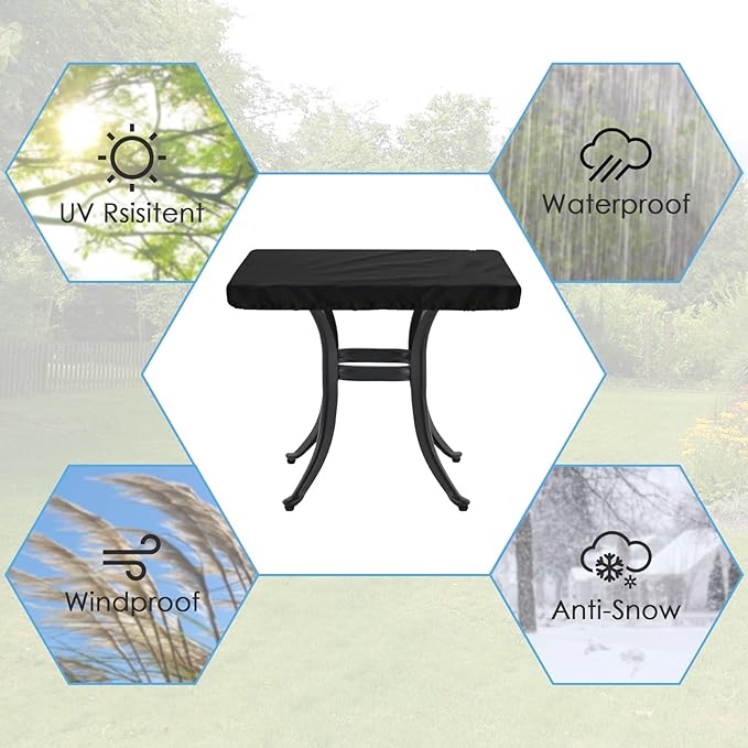 Patio Table Covers Waterproof Rectangular for Outdoor Furniture Heavy Duty Table Cover Rectangle,Windproof Outdoor Patio Coffee & Dining & Folding Table Cover Weatherproof,72"L×30"W×6"H