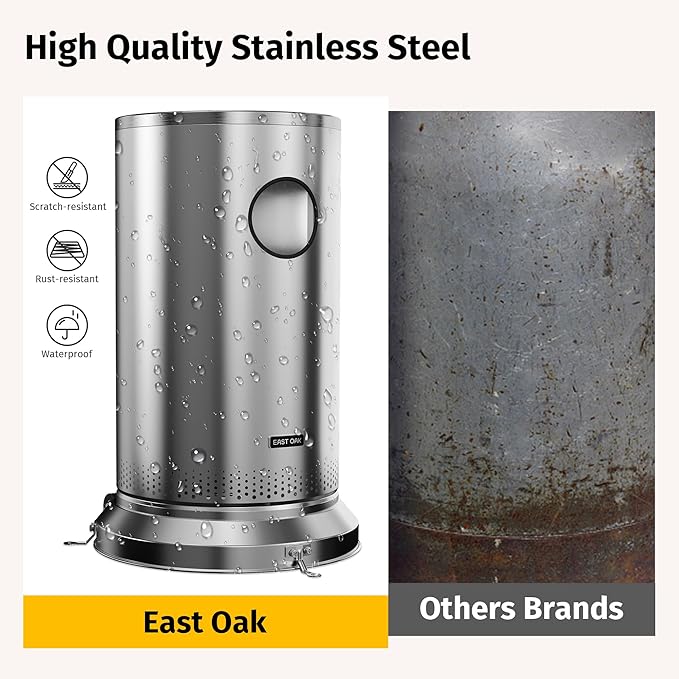 EAST OAK 50,000 BTU Patio Heater for Outdoor Use With Round Table Design and Wheels, Outdoor Patio Heater for Home and Commercial, Double-Layer Stainless Steel Burner, Stainless Steel