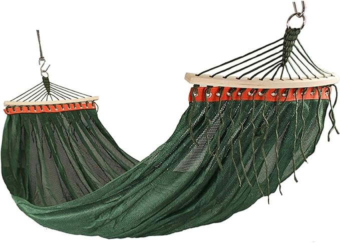 Camping Hammock Bed Hanging Rope Swing Camping Hammock Ice Mesh Thickened Webbing Fixed Outdoor Furniture Leisure Sleeping Summer Travel Hammock Swing (Color : Green)