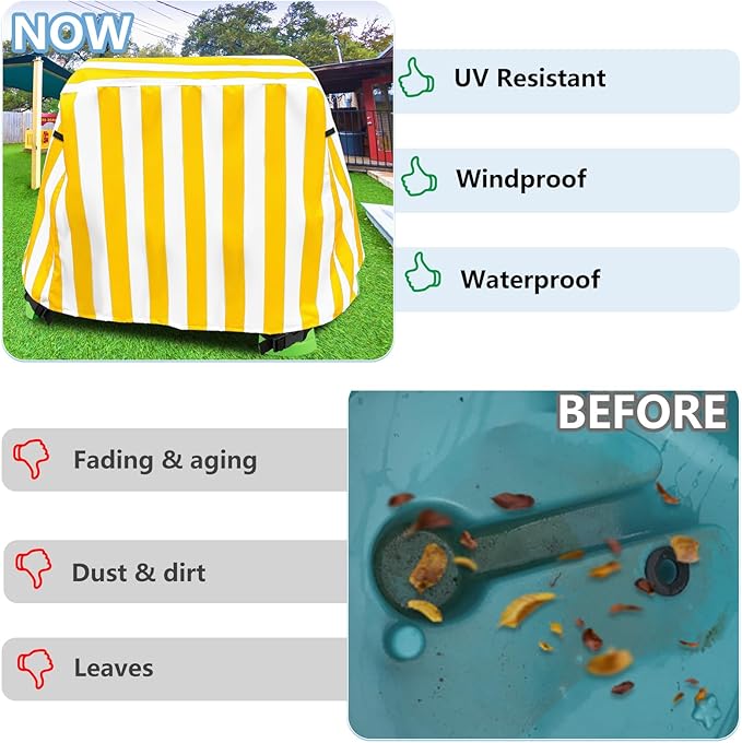 Kids Water Table Cover, Outdoor Heavy Duty Durable Waterproof Dustproof Anti-UV Kids Water Play Table Cover, Compatible with Step2 Rain Showers Splash Pond, Yellow