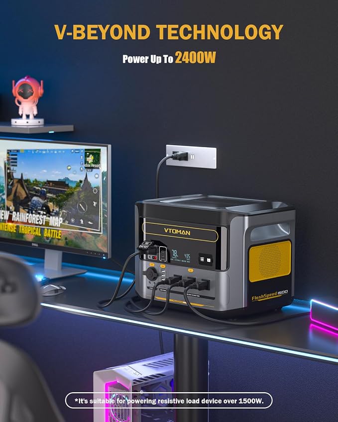 VTOMAN FlashSpeed 1500 Portable Power Station with 200W Pro Solar Panel - 1548Wh/1500W(3000W Peak) Solar Generator with LiFePO4 Battery, 100W USB-C, 60 Min Fast Charging 0-80% for Camping, Emergency