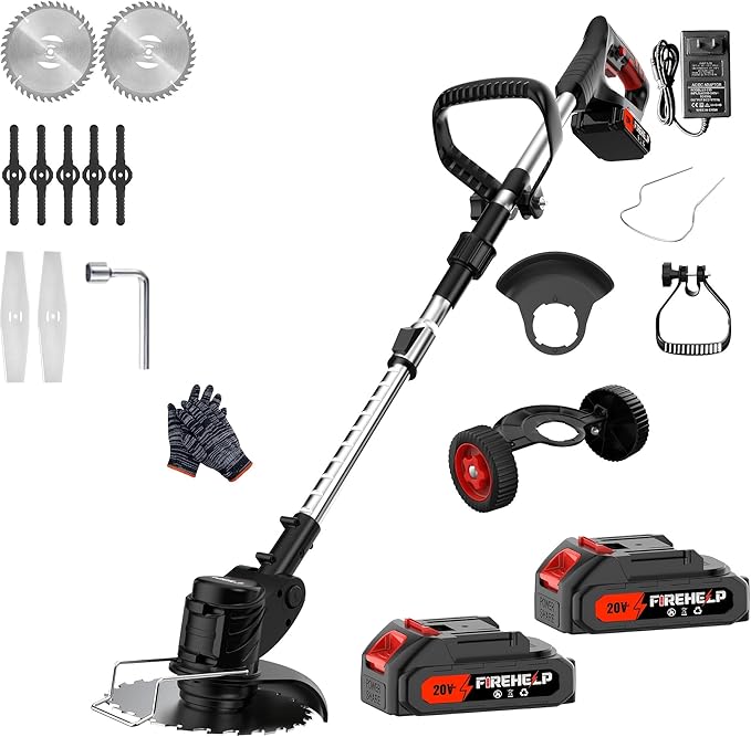 Portable Household Cordless Electric Lawn Mower, Garden Weeder & Cordless Trimmer. (black2b)