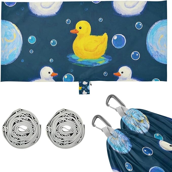 Cartoon Cute Yellow Duck 330lb Capacity Outdoor Hammocks with Portabl Carry Bag Tree Hammock for Outside Patio Backyard Poolside soporte para hamacas para adultos