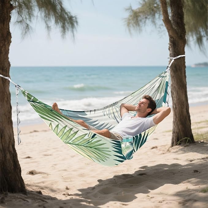 Tropical Leaf Hammocks with Tree Straps Swing Hammock for Indoor Outdoor Patio