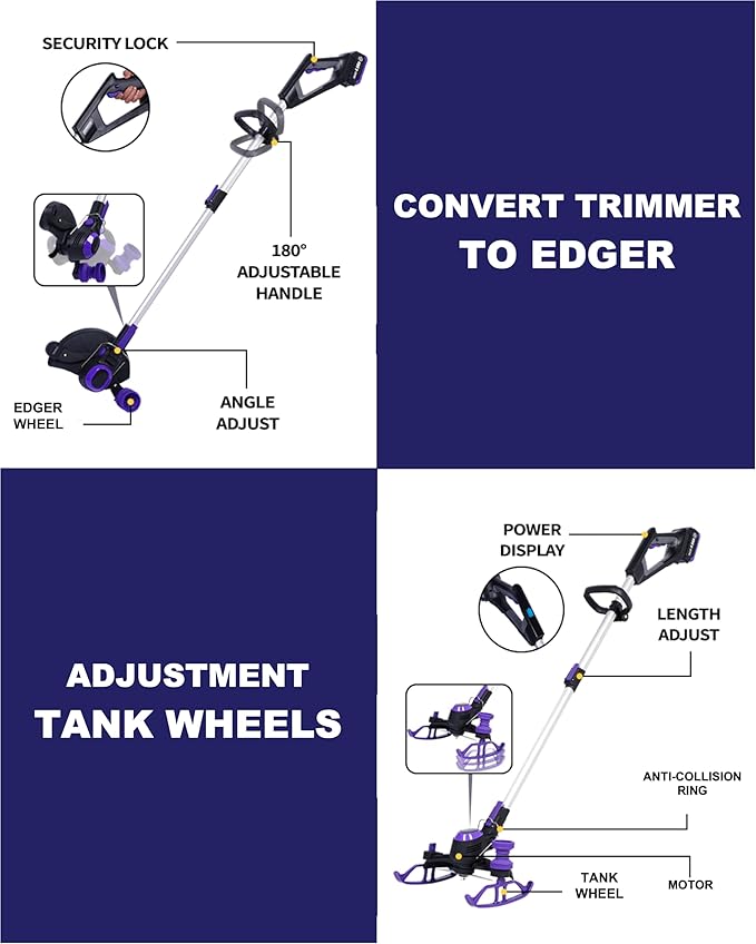 Weed Wacker Cordless, YardEz Weed Eater Battery Powered with Nylon/Steel/Saw Blade, 20V Weed Trimmer/Edger/Cutter (One 2.5Ah Battery)