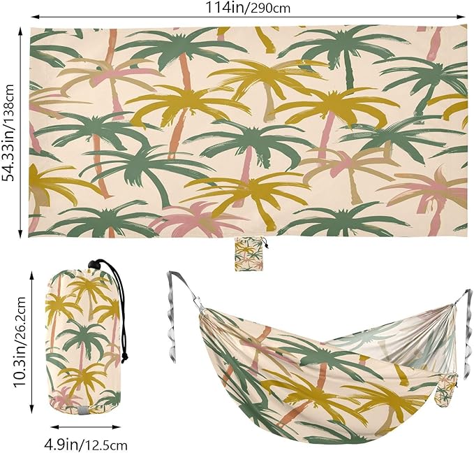 Hammocks for Outside Vintage Palm Trees Camping Hammock Portable Hammocks with Tree Straps and Carry Bag Camping Accessories for Hiking Beach Outdoor