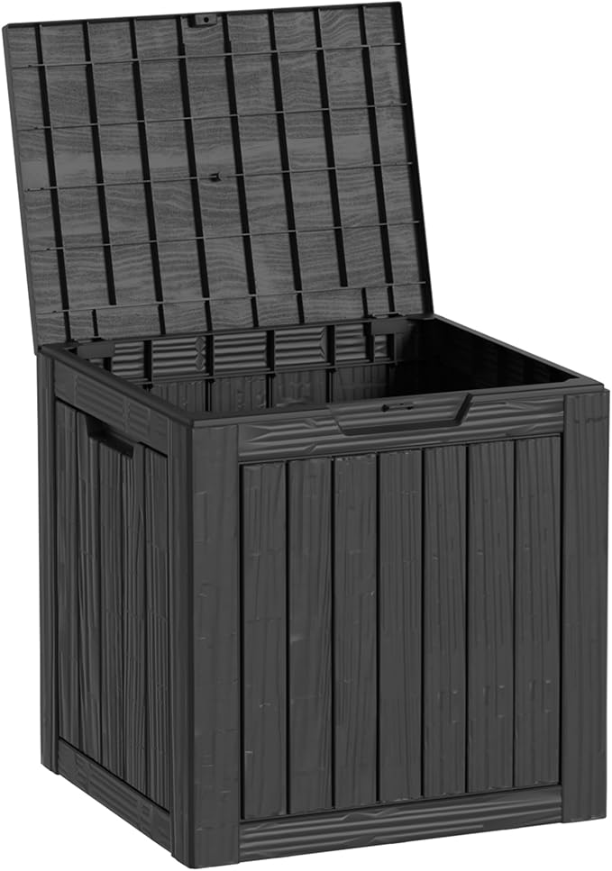 TARKARI 35 Gallon Outdoor Storage Box Waterproof, Resin Deck Boxes with Lockable Lid & UV-Resistant for Patio, Pool, Garden Furniture Cushions & Accessories, Black