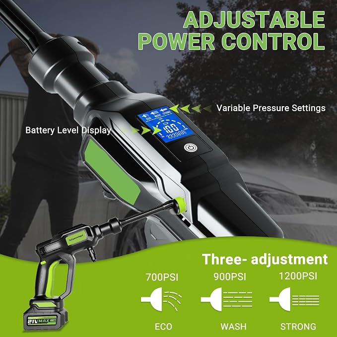 Cordless Portable Washer, Handheld Washer with 6-in-1 Nozzle, Battery Operated Washer, Cordless Portable Cleaning Tool for Car
