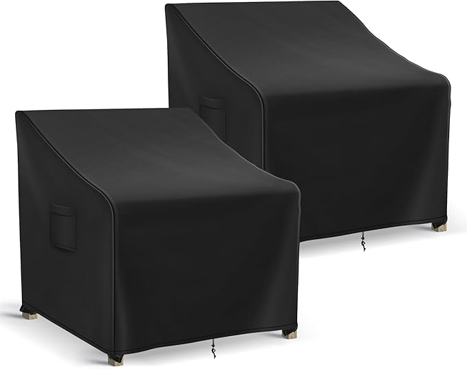 Richwon Patio Furniture Covers Waterproof for Chairs, Lawn Outdoor Chair Covers 2 Pack, Patio Chair Covers for Outdoor Furniture Fits up to 30W x 37D x 31H inches, Black