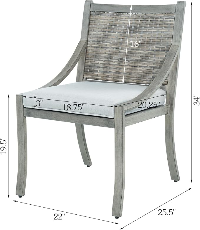 Ulax furniture All-Weather Wicker Patio Chairs – Padded Outdoor Dining Set, Rattan Design (Armless Chairs)