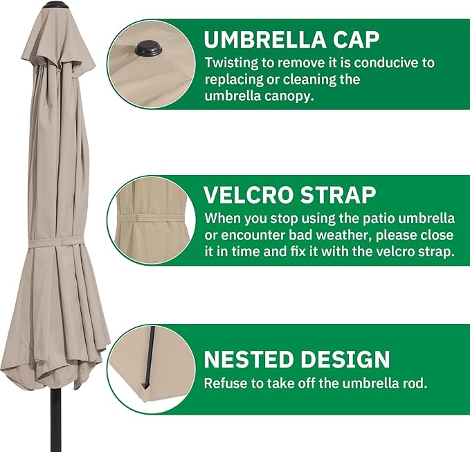 MEWAY 7.5ft Patio Umbrella Outdoor Umbrellas for Patio, Market Table Umbrella with Crank for Deck, Garden, Pool and Backyard, Beige