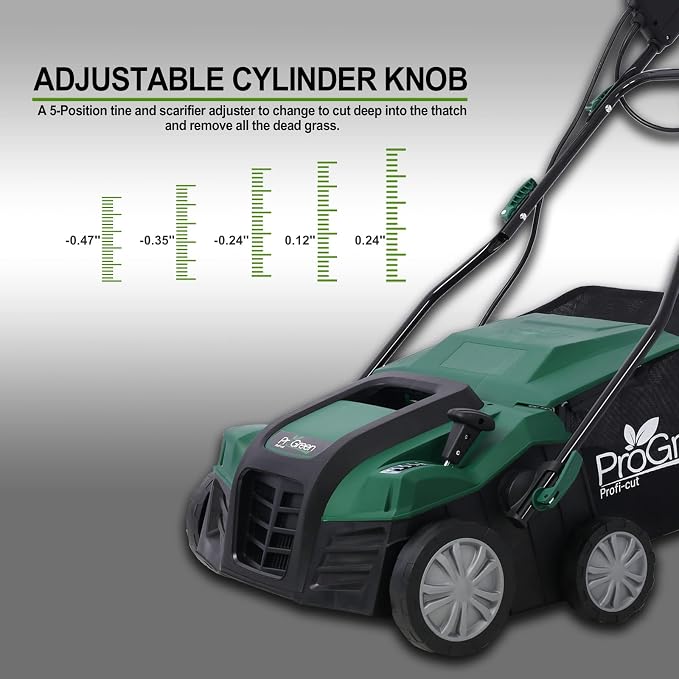 Garden Scarifier, 2-in-1 16INCH Dethatcher Scarifier,15 Amp Electric Lawn Dethatcher,Removable Collection Bag Extra Large 58QT