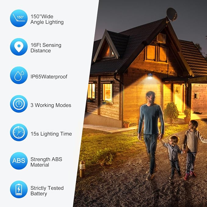 Solar Lights Outdoor, 10 Pack Solar Motion Sensor Outdoor Lights with 3 Lighting Modes, IP65 Waterproof Solar Fence Lights for House (Warm White)