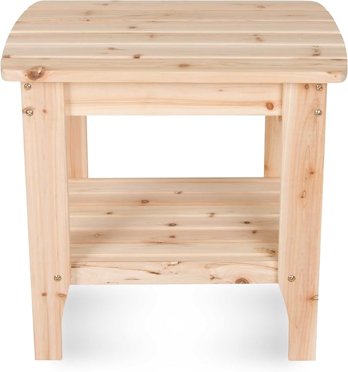 Shine Company Long Island Rectangular Solid Wood End Table, Outdoor Adirondack Side Table, Natural