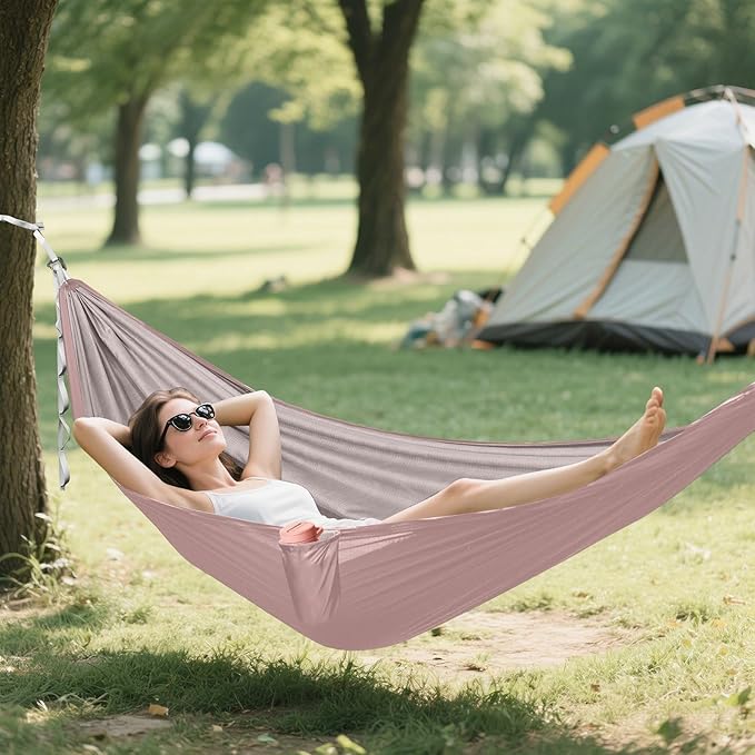 Rosy Brown Solid Color Pure Plain 330lb Capacity Camping Hammocks with Tree Straps Indoor Hammock for Outside Camping Essentials accesorios para campamento