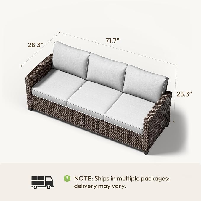 Patio Furniture Set - All-Weather - 1 Piece Wicker Outdoor Patio Conversation Set, Modular Rattan Sectional Sofa for Backyard, Garden, Patio, Poolside