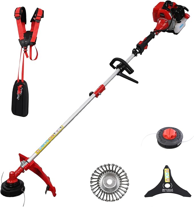 Gas String Trimmer Weed Wacker 49CC/58CC Gas Weed Eater with Adjustable Handle and Shoulder Strap for Lawn and Garden Care (49CC)