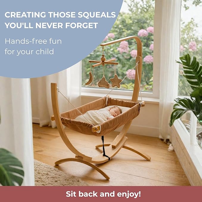 Kids Hammock Bed for Children Ages 3 to 5 Years, 15 to 36 kg Capacity, Comfortable Fabric with Wooden Frame, Portable and Easy to Assemble for Indoor and Outdoor Use (Brown-2)