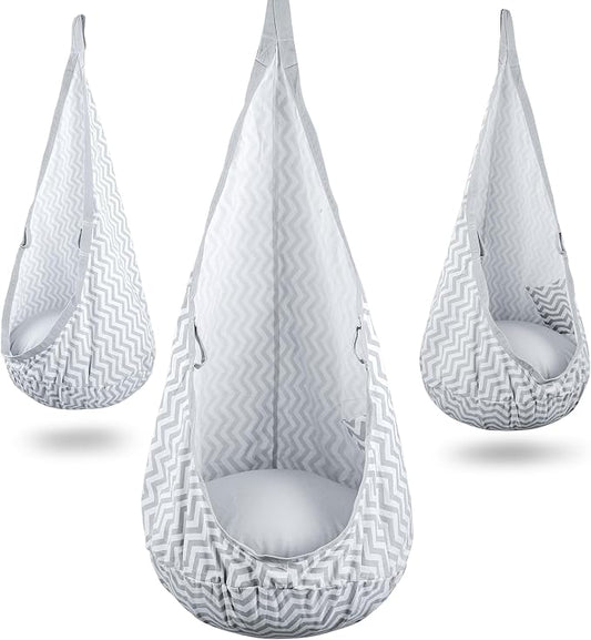 YAERSI Kids Pod Swing Seat, Hammock Chair with PVC Inflatable Cushion,Sensory Swing for Indoor and Outdoor Play Portable