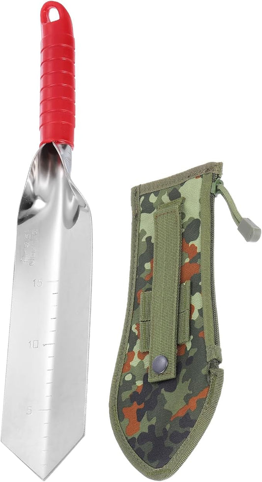 HARFINGTON Garden Hand Shovel 15.2 x 2.7 Stainless Steel Trowel Garden Tool with Sheath for Digging Planting Transplanting, Red & Green