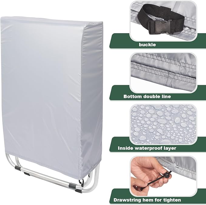 Zero Gravity Folding Chair Covers 2PCS, Waterproof UV-Proof 420D Oxford Cloth Lawn Patio Furniture Covers All Weather Resistant, Anti Gravity Chair Covers for Folding Chairs, 28"W x 13"D x 43"H, Grey