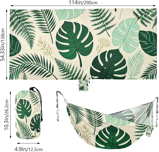 Lush Green Foliage Hammocks for Camping with Portabl Carry Bag Portable Hammock Indoor Outdoor Patio