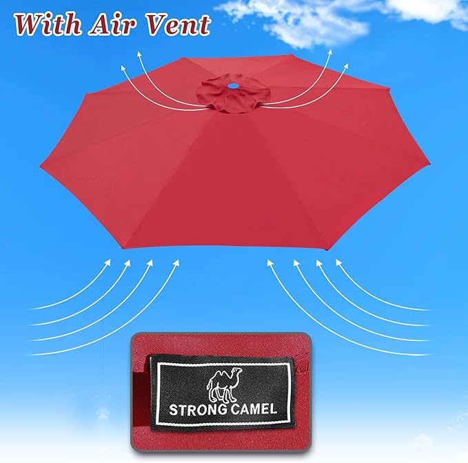 Replacement Patio Umbrella Canopy Cover for 13ft 8 Ribs Umbrella Taupe (Canopy ONLY)-Burgundy