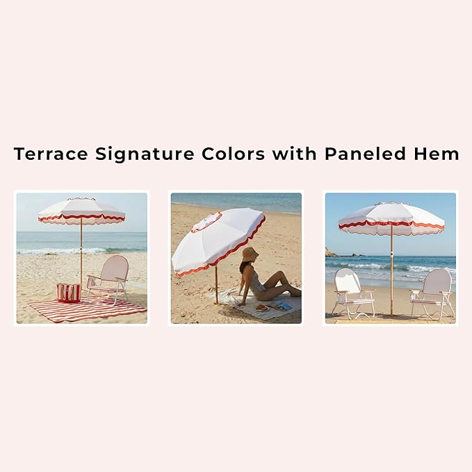 6FT Patio Beach Umbrella for Outdoor, UPF 50+ Sun Shade for Patio, Backyard, Garden, Pool and Beach, Tilt Adjustable, Portable, Harbour Rosé Pink