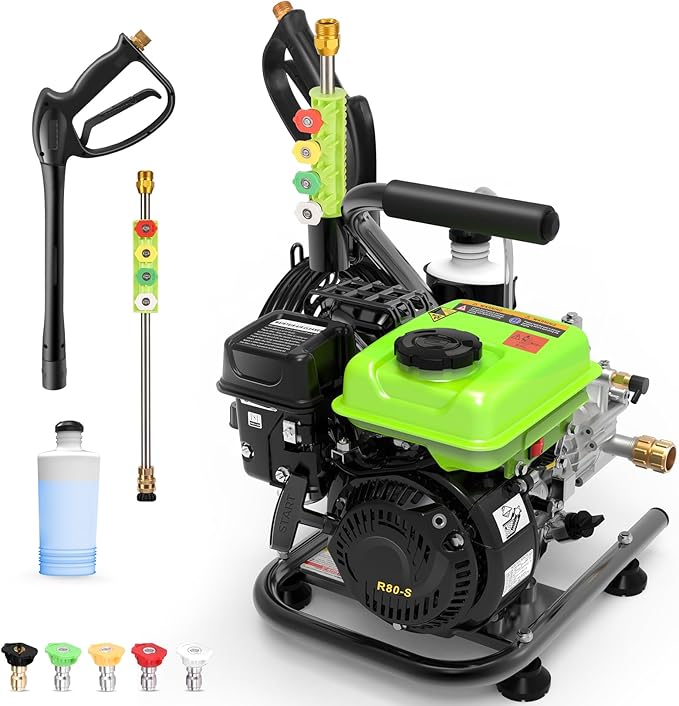 3500PSI Gas Pres*Sure Washer 2.4GPM Gas Po*wer Washer Cleaner 79CC Gas Powered Washing Machine Commercial High Pres*Sure Washer with 25ft Hose&5 Nozzles for Patio Garden Yard Vehicle,EPA/CARB/ETL