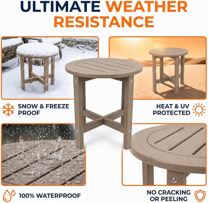 Outdoor Side Table, Antique Brown
