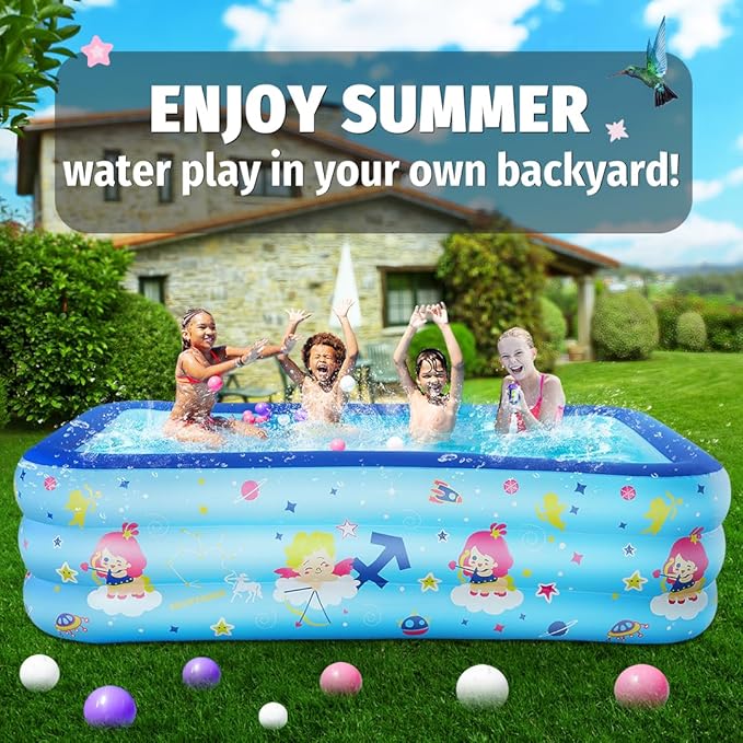 Seasons Inflatable Pool for Kids 80"x48"x20" PVC Thickened Swimming Pool for Summer Garden & Outdoor Backyard Water Parties