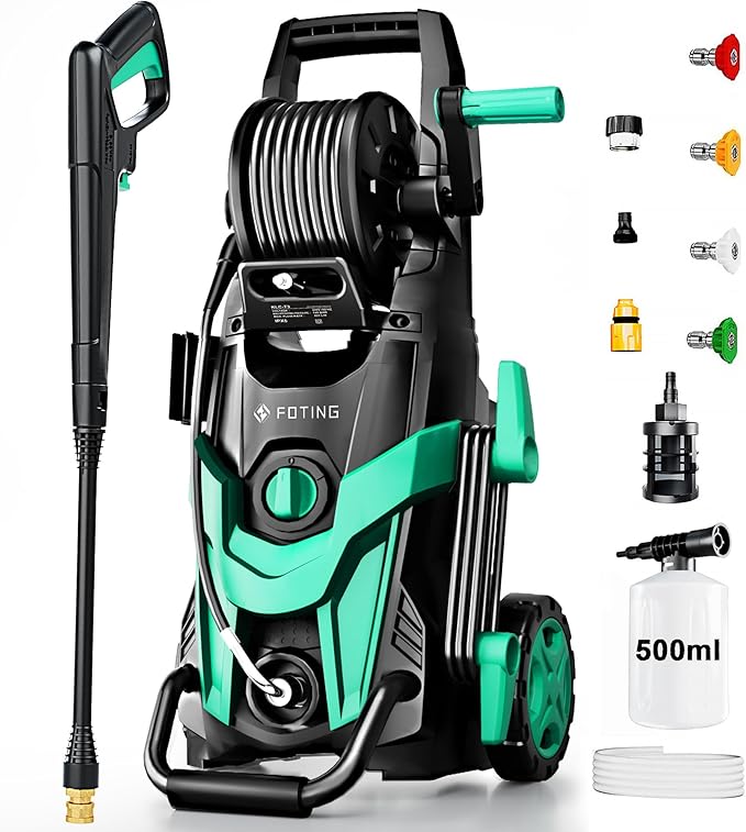 FOTING 2026new Pressure Power Washer 4800PSI with 4 Quick Connect Nozzles,Inlet Hose & Filter, Foam Cannon for Cars/Fences/Driveways/Patios/Home, Blue