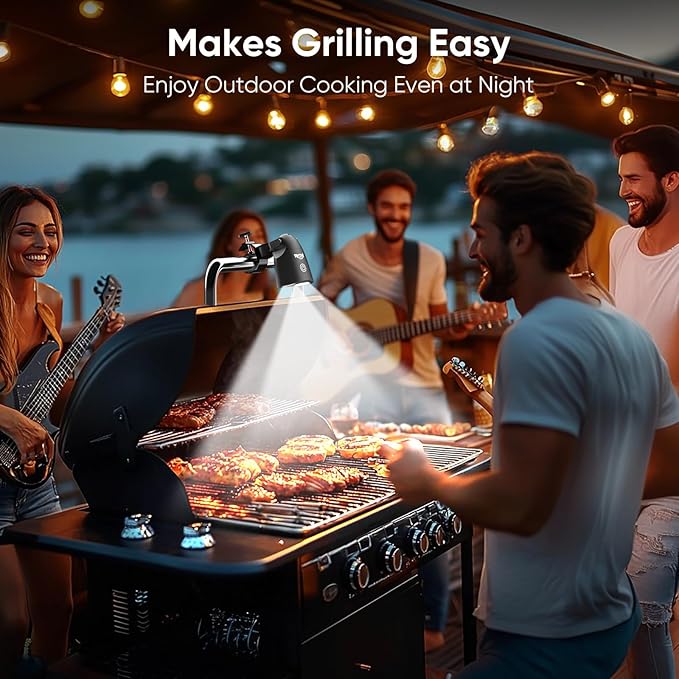 Grill Light BBQ Accessories: Upgraded 10 LEDs Bright Outdoor Grill Light - Dad Gifts for Fathers Day Mens Gifts for Husband - Flexible Rotation Adjustable C-clamp Smoker Grilling Accessories