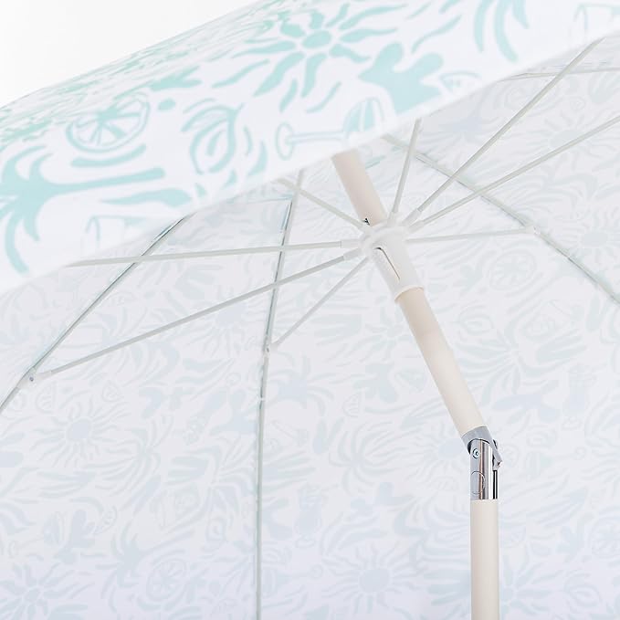 Business & Pleasure Co. Margaritaville Manana Umbrella - 6.5' Beach Umbrella Sand Anchor, 7' Tall Telescopic Aluminum Pole, UPF 50+
