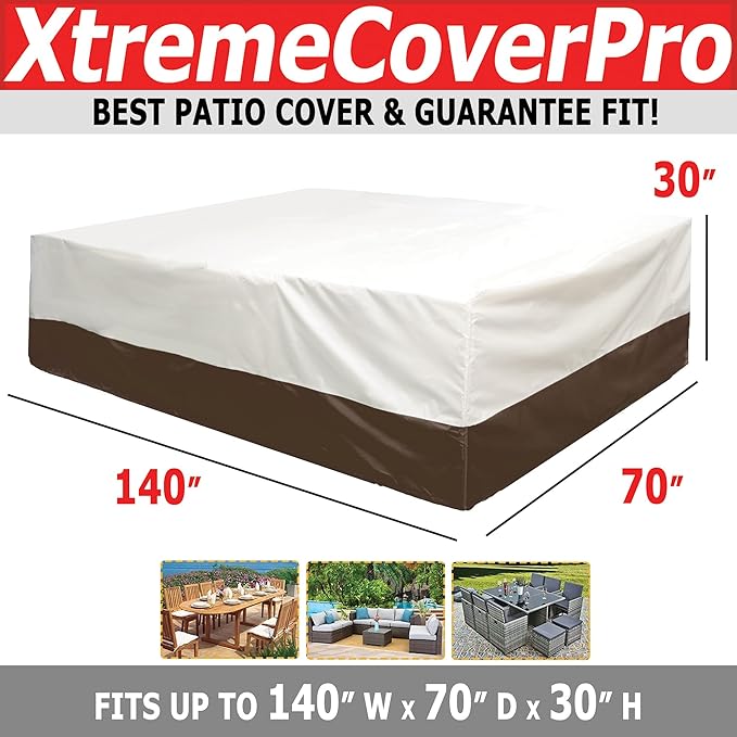 140D x 70W x 30H UV-proof Waterproof Furniture Patio Cover 520D beige brown two tone 140x70x30 breathable dust proof sofa table chair storage bar high chair color black sectional armless 140 70 30