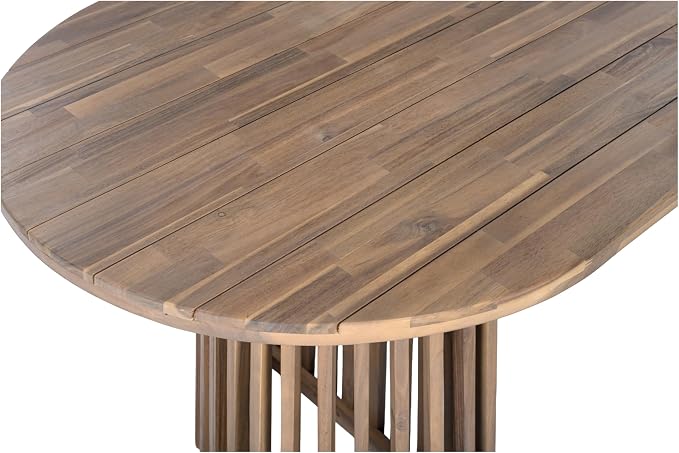 Christopher Knight Home Zoa Acacia Wood Dining Set for 6, Outdoor Dining Table with Dual Slatted Pedestal Bases, Outdoor Dining Chairs with Cushions, 7 Piece Patio Dinner Set, Beige/Light Teak/Brown