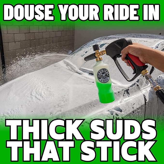 Chemical Guys CWS_110CS Foam Cannon & Snubby Snow Foam Kit - Honeydew Snow Foam Car Wash Soap, 128 fl oz (1 Gallon) + TORQ Foam Cannon Max 8 & Snubby Spray Foam Gun, for Pressure Washer - 3 Items