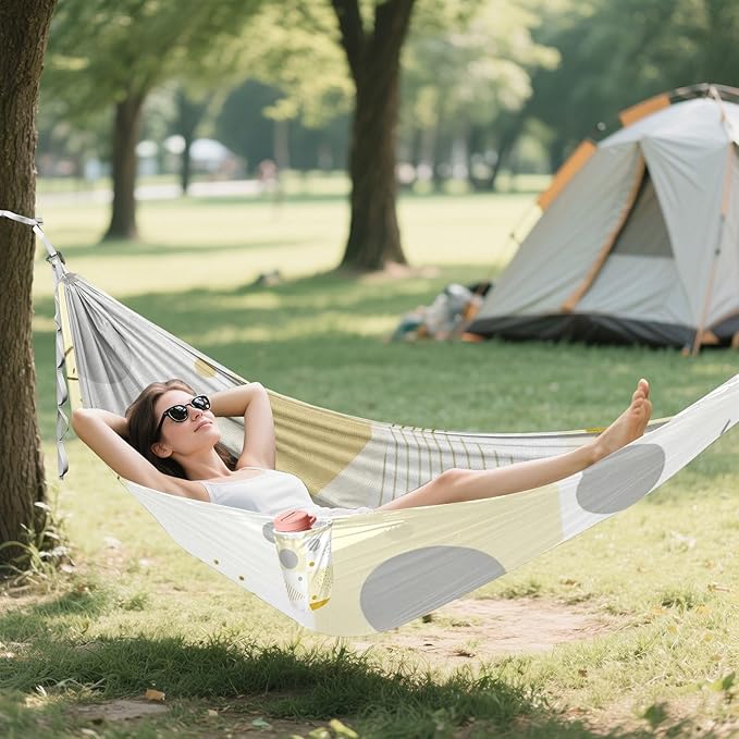 Geometric Shape Pattern Hammocks with Hanging Rope Tree Hammock for Outside Patio Backyard Poolside