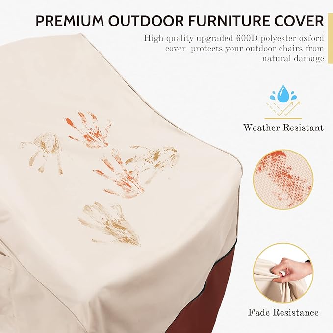 COSFLY Patio Furniture Covers 2 Pack, 600D Waterproof Outdoor Chair Covers for Deep Chairs, All-Weather UV Resistant Protection with Adjustable Straps & Air Vents, Fits up to 29" W x 30" D x 36" H