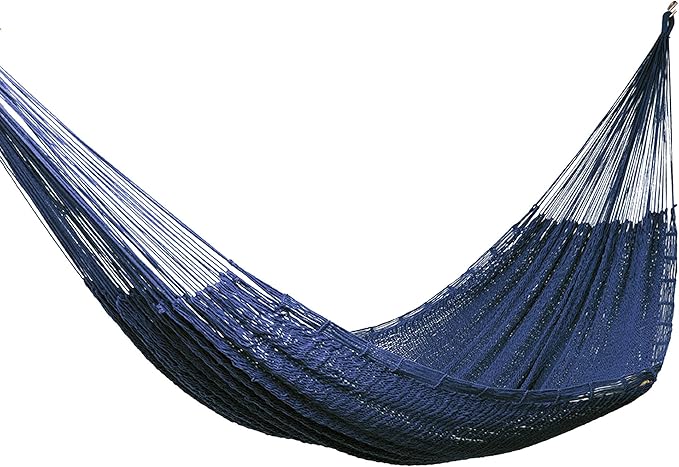 NOVICA Artisan Handmade Cotton Rope Hammock Navy Blue Mexico Solid Tropical Decor 'Uxmal Navy'(Double)