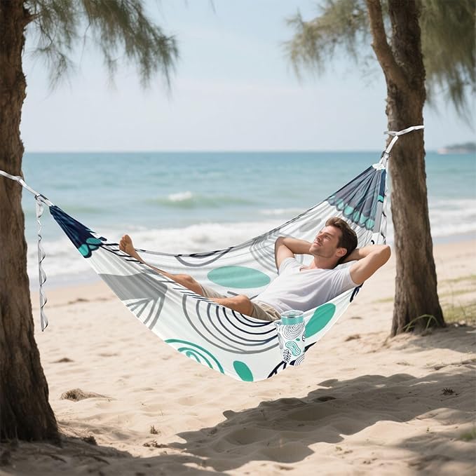 Abstract Leaf Outdoor Hammock with Tree Straps for Outside Beach Patio Garden
