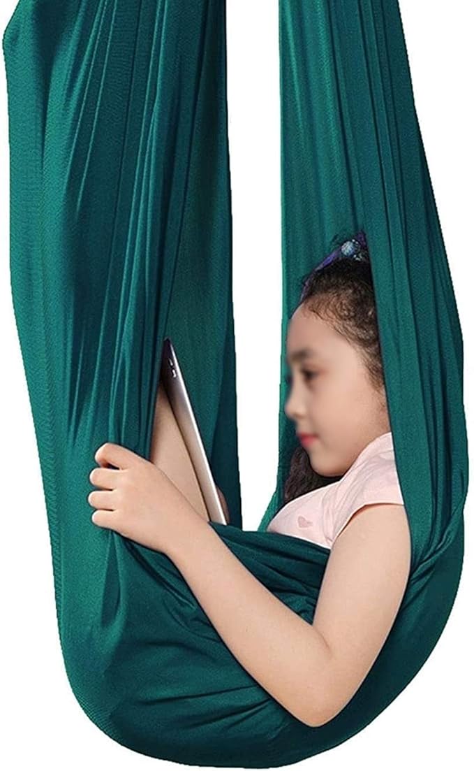 Sensory Swing for Kids Indoor Therapy Swings Chair Hanging Hammock for Children/Adult Sensory Integration (Color : Green, Size : 150 x 280 cm)