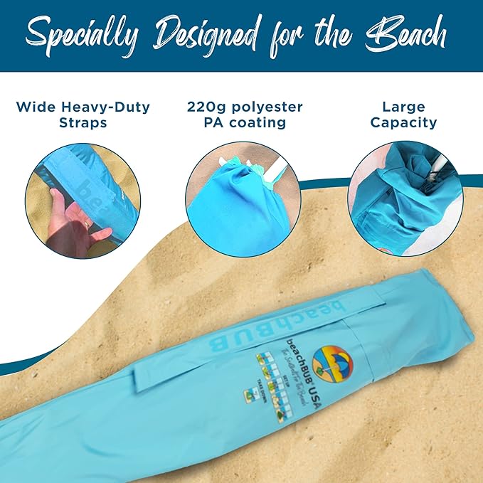 BEACHBUB Beach Umbrella Bag - Waterproof & Foldable Beach Bag for Umbrellas with Wide Padded Shoulder Strap & Molded Carry Handle