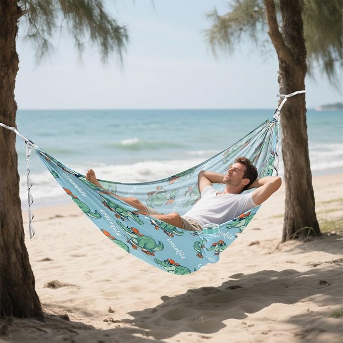 Camping Hammock Outdoor Hammocks for Outside Crocodile Skateboard Green Beach Trees Portable Lightweight with Pockets Tree Straps Indoor Small