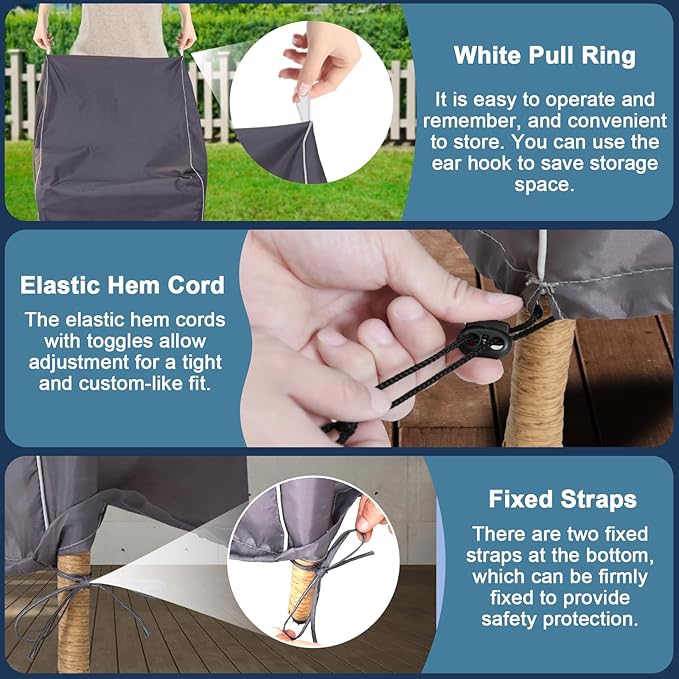 Patio Chair Cover, Waterproof Heavy-Duty Patio Furniture Cover, Outdoor Swivel Chair Cover (Grey-1 Pack)