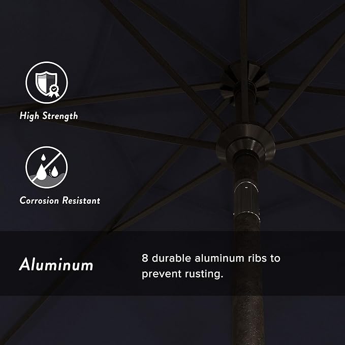 California Umbrella 7.5' Rd. Aluminum Patio Umbrella, Crank Lift, Collar Tilt, Bronze Pole