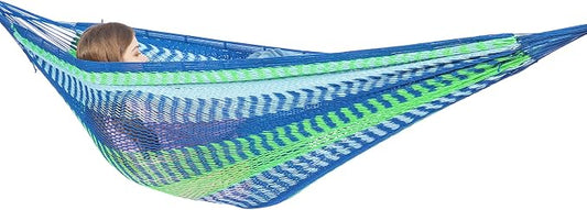 PNAEUT Handwoven Mayan Hammock, Thick Soft Rope Double Hammock for Outdoor Outside & Indoor, 600 lbs Capacity Heavy-Duty, Includes Tree Straps, Carabiners & Carry Bag(Lake Superior, X-Large)
